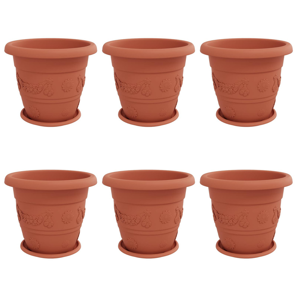 Pots de plantes 6 pcs rouge brique ø 26 x 21.5 cm plastique