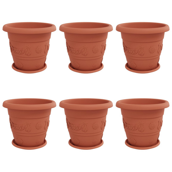 Pots de plantes 6 pcs rouge brique ø 26 x 21.5 cm plastique