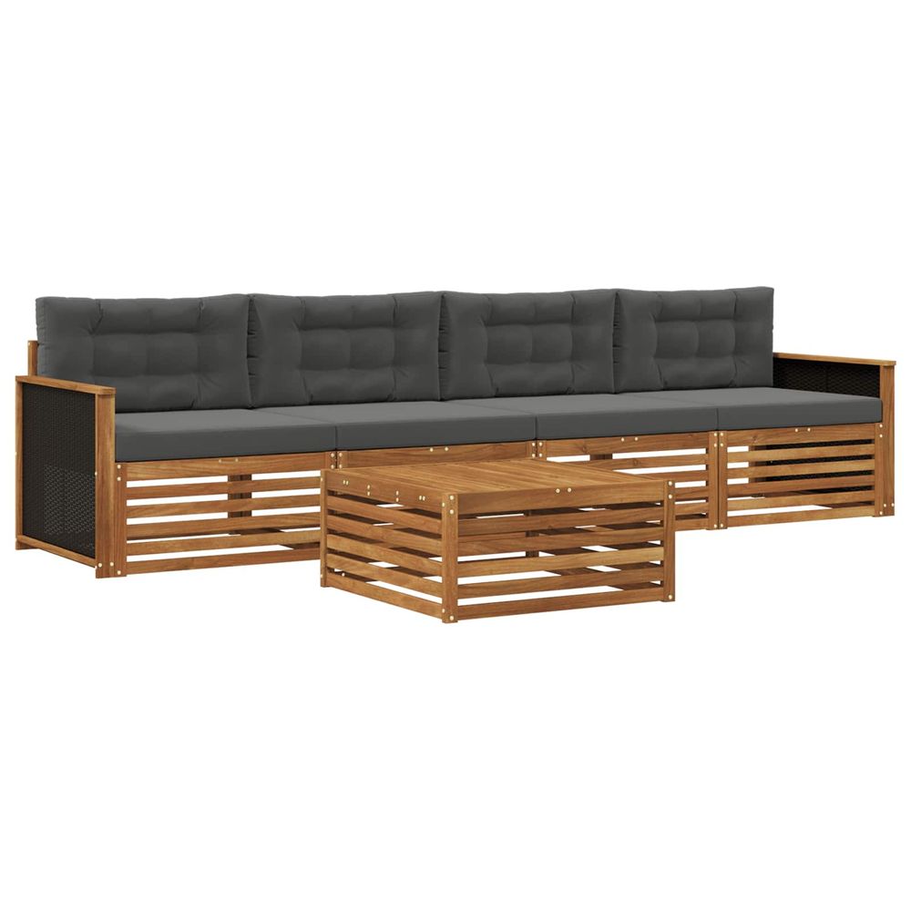 Ensemble de canapés d'extérieur 5 pc naturel et anthracite