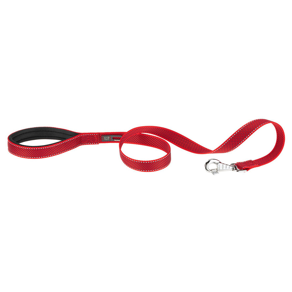 Laisse réfléchissante pour chiens daytona deluxe g25/120, support sachets hygieniques, poignée rembourrée, rouge-noir