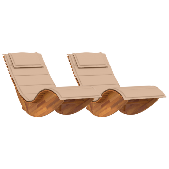 Chaises longues oscillantes avec coussins 2 pcs en bois d'acacia