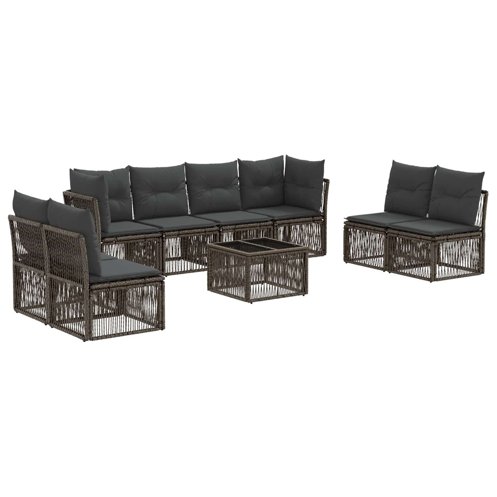 Ensemble de canapé de jardin 9 pcs gris polyrotin