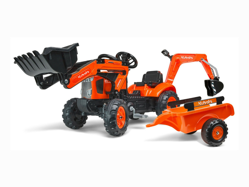 Tractopelle enfant kubota avec remorque + excavatrice 2 à 5 ans