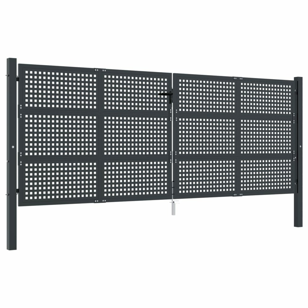 Portail de jardin anthracite 400x150 cm acier