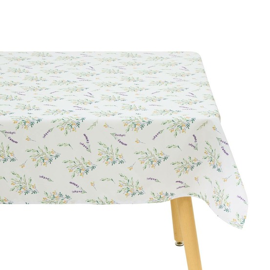 Nappe garrigue 240x140cm blanc imprimé plantes