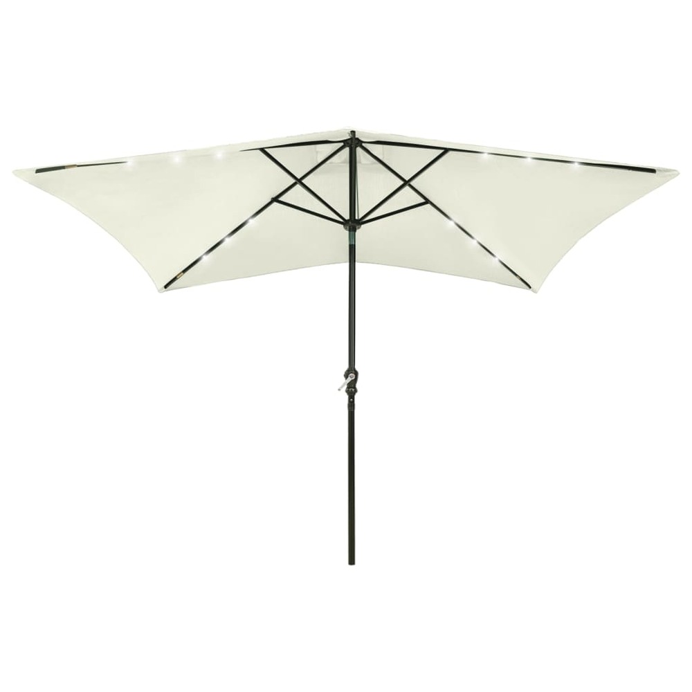 Parasol avec led et mât en acier sable 2 x 3 m