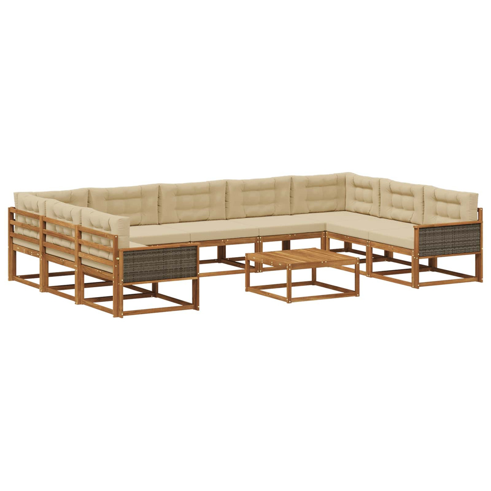 Ensemble de canapés d'extérieur 10 pcs naturel et beige