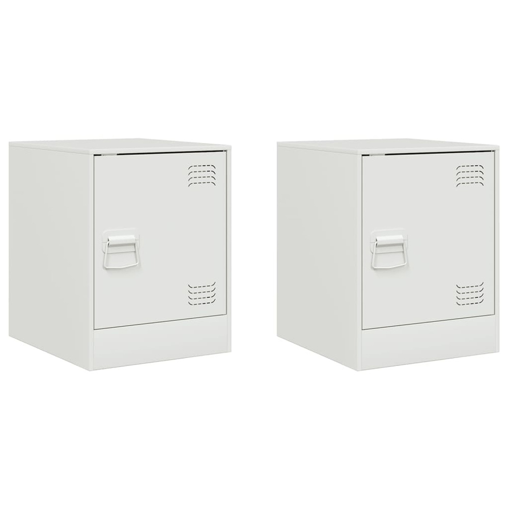 Tables de chevet 2 pcs blanc 34,5x39x44 cm acier