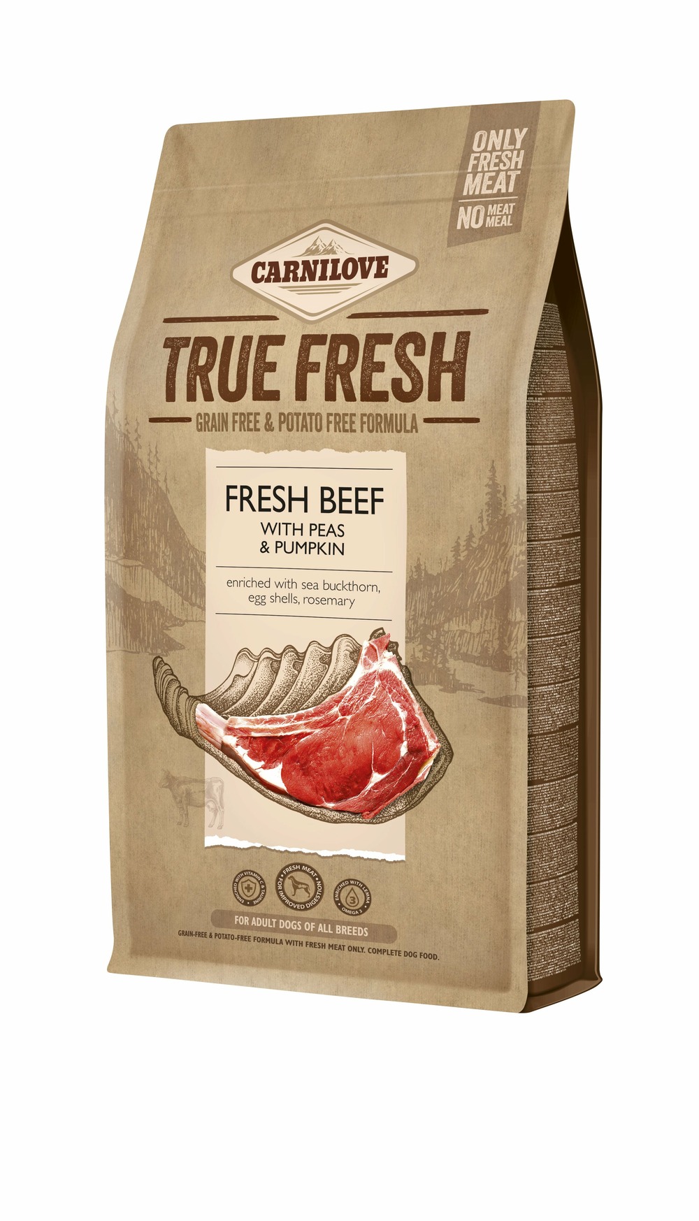 Carnilove - croquettes sans cérales true fresh au boeuf pour chien 1. 4kg