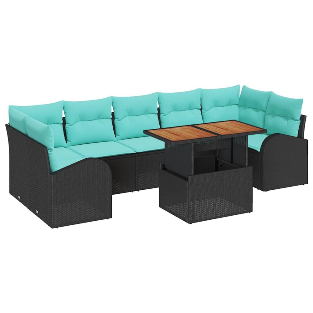 Ensemble de canapé de jardin 8 pc noir poly rotin