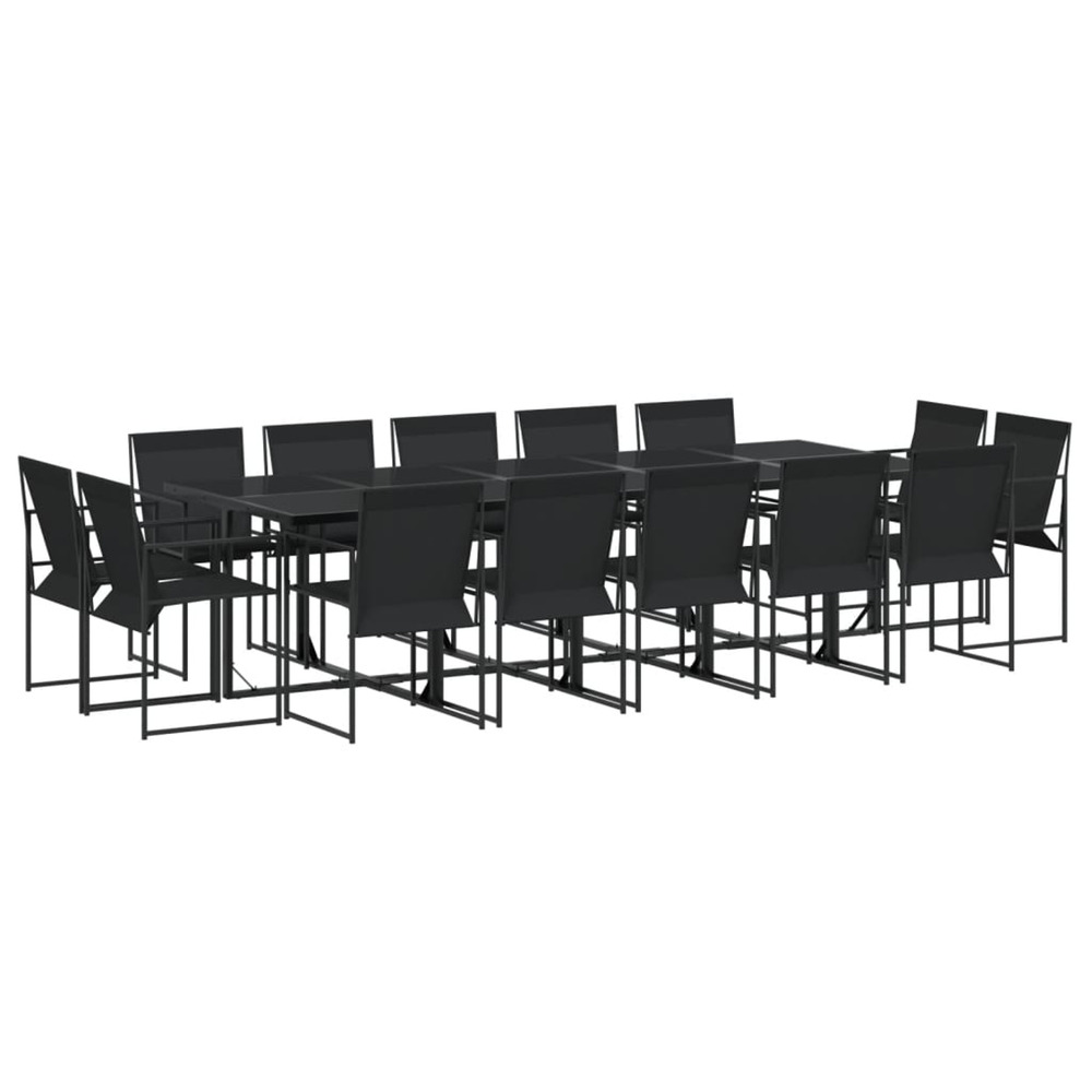 Ensemble à manger de jardin 15 pcs noir textilène
