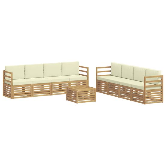 Ensemble de canapés d'extérieur 9 pc blanc et crème polyester