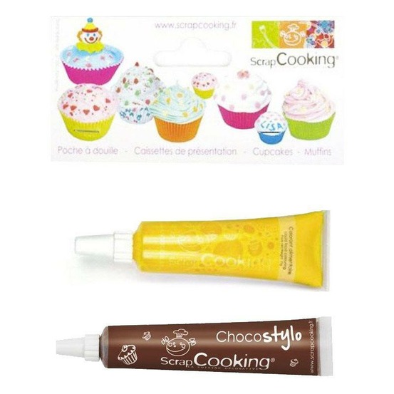 Stylo chocolat + colorant alimentaire liquide tube jaune