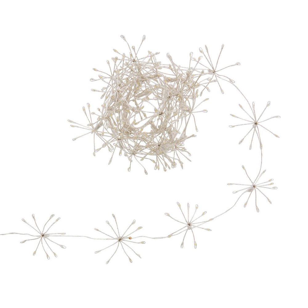 Guirlande lumineuse à pompons d'intérieur 4 m 400 led blanc chaud fil cuivre à piles
