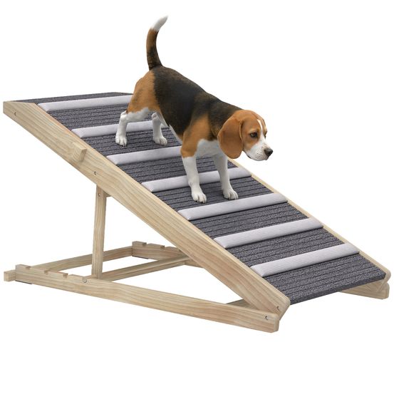Rampe pour chien en bois de pin pour accès canapé pliable hauteur réglable 100 cm