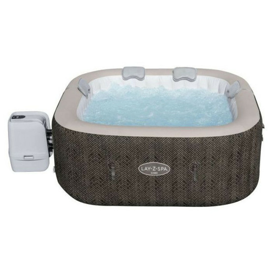 Spa gonflable - lay-z-spa cabo - 140 airjets - 180x180x71 cm - 4 a 6 places - carré (couverture, cartouche, 4 appuie-te
