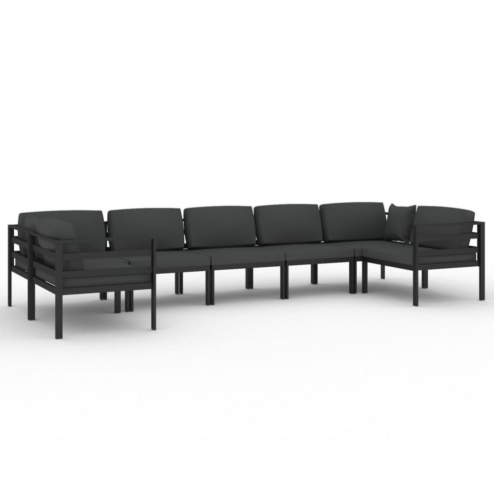 Salon de jardin 7 pcs avec coussins aluminium anthracite