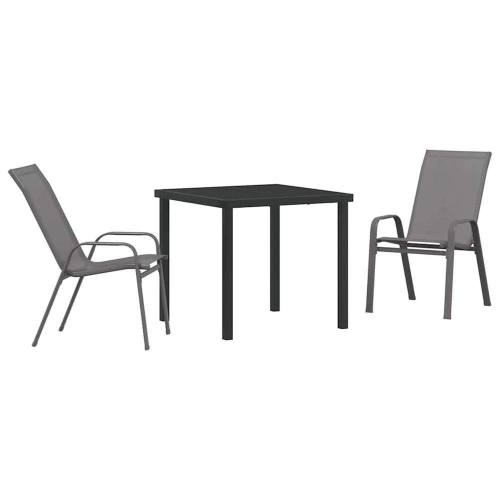 Ensemble de salle à manger pour jardin 3 pcs gris et noir