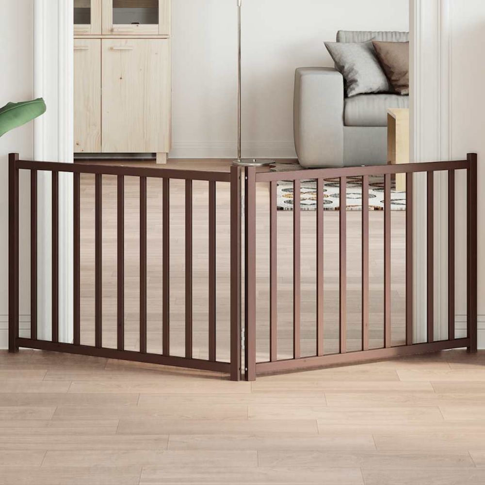 Barrière chien bois sapin massif pliable solide brun 160cm