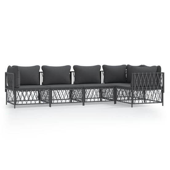 Salon de jardin avec coussins 5 pcs anthracite acier