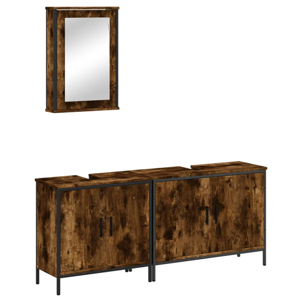 Ensemble de meubles de salle de bain 3 pcs chêne fumé