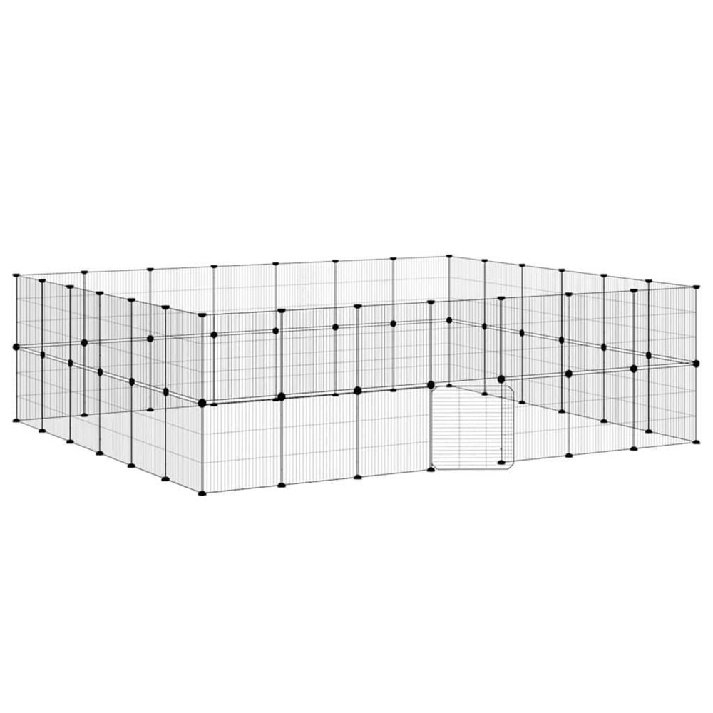 Cage animaux de compagnie à 52 panneaux et porte noir 245x210x70 cm
