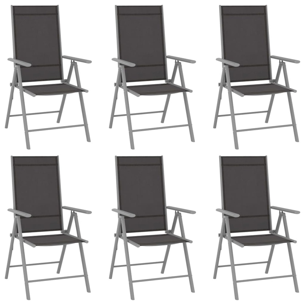 Ensemble à manger de jardin 7 pcs aluminium argenté et noir