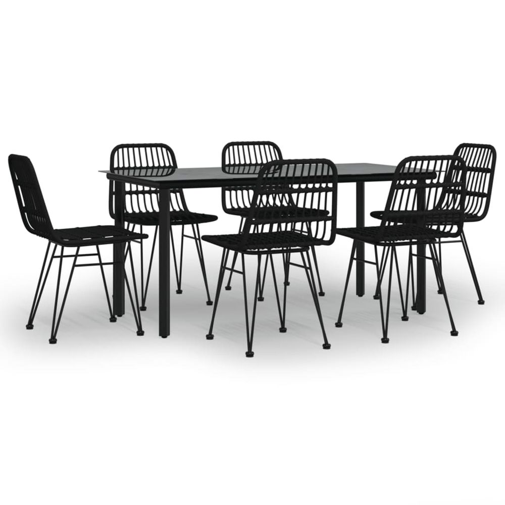 Ensemble à manger de jardin 7 pcs noir résine tressée
