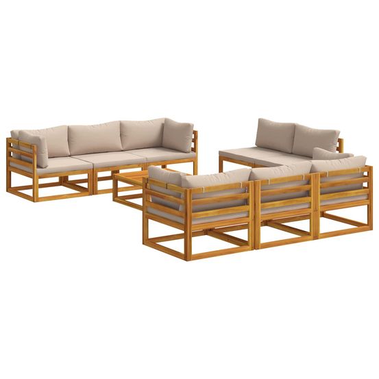 Salon de jardin modulable 9 pièces naturel bois d'acacia massif