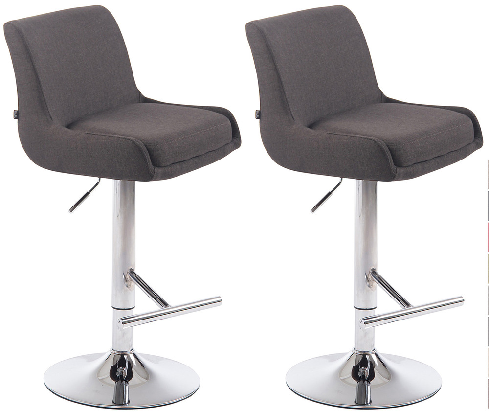 Lot de 2 tabourets de bar club tissu chrome
