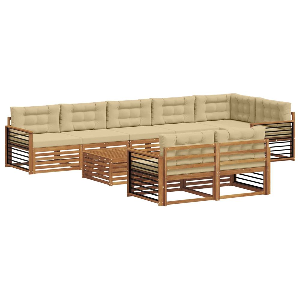 Ensemble de canapés d'extérieur 9 pc naturel et beige