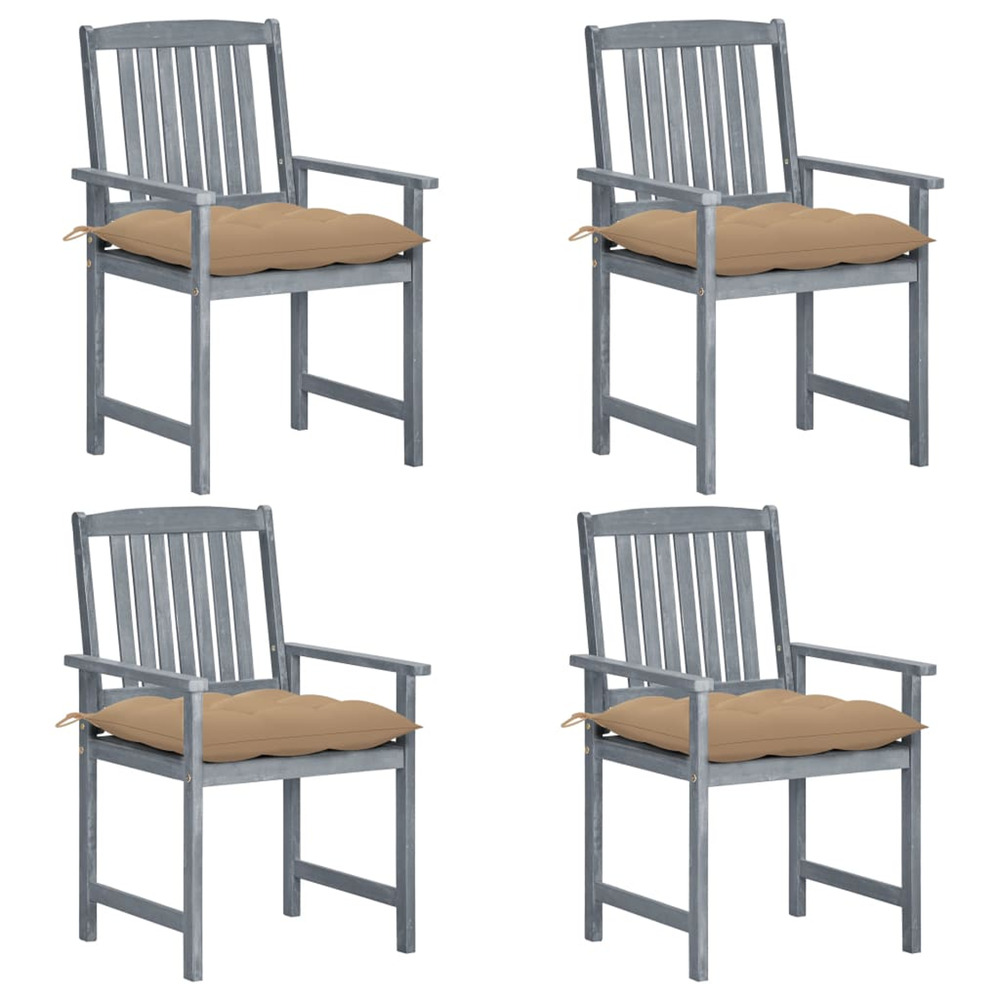 Chaises de jardin et coussins lot de 4 gris bois acacia massif