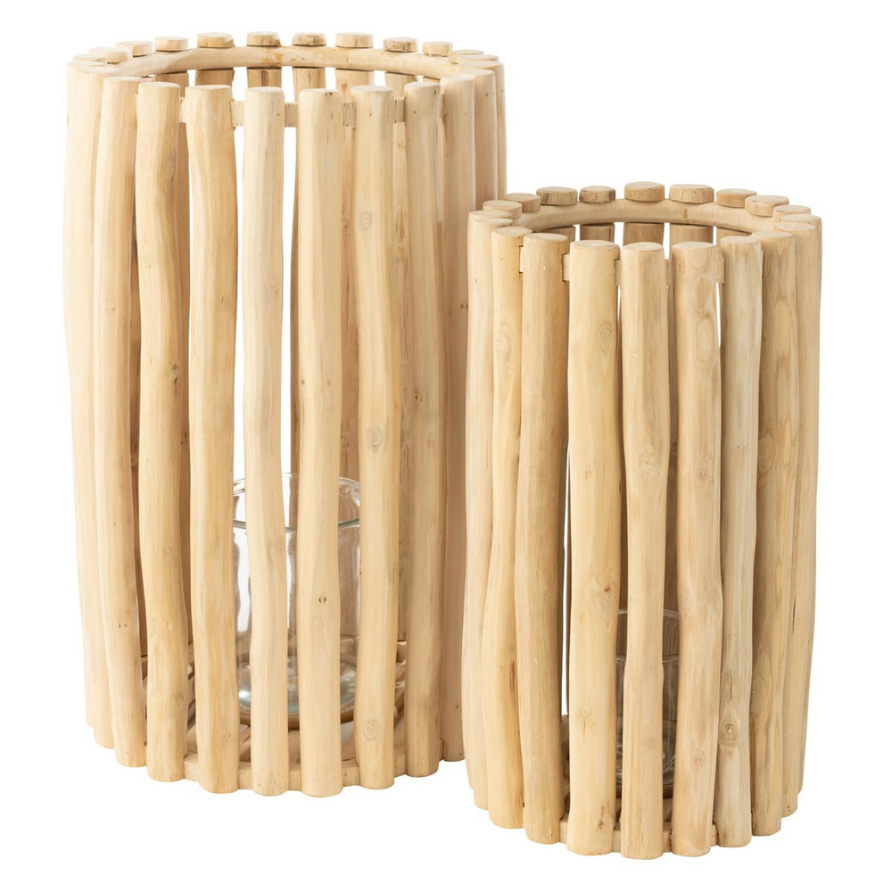 Lot de 2 lanternes en teck 