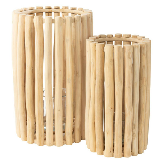 Lot de 2 lanternes en teck