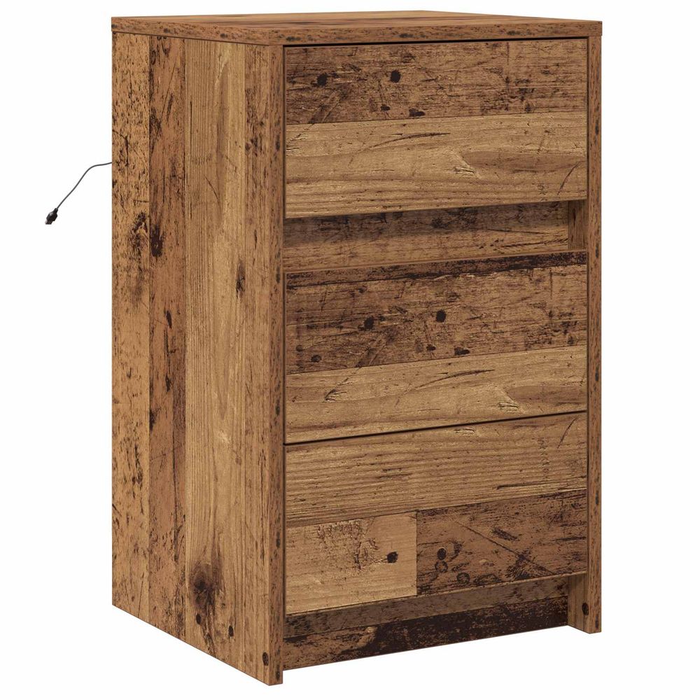 Cabinet de chevet bois ancien 38 x 34 x 61 cm bois d'ingénierie