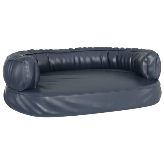 Lit pour chien ergonomique mousse bleu foncé 60x42cm similicuir