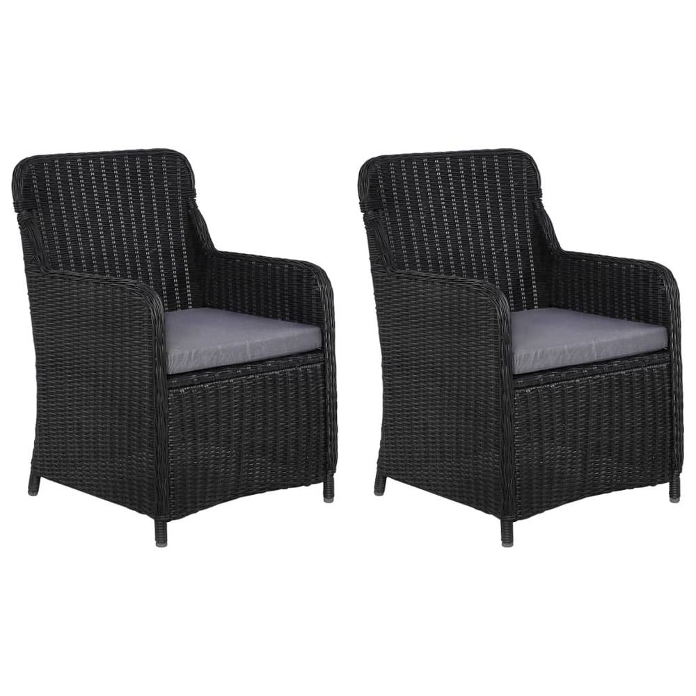 Lot de 2 chaises d'extérieur avec coussins résine tressée noir