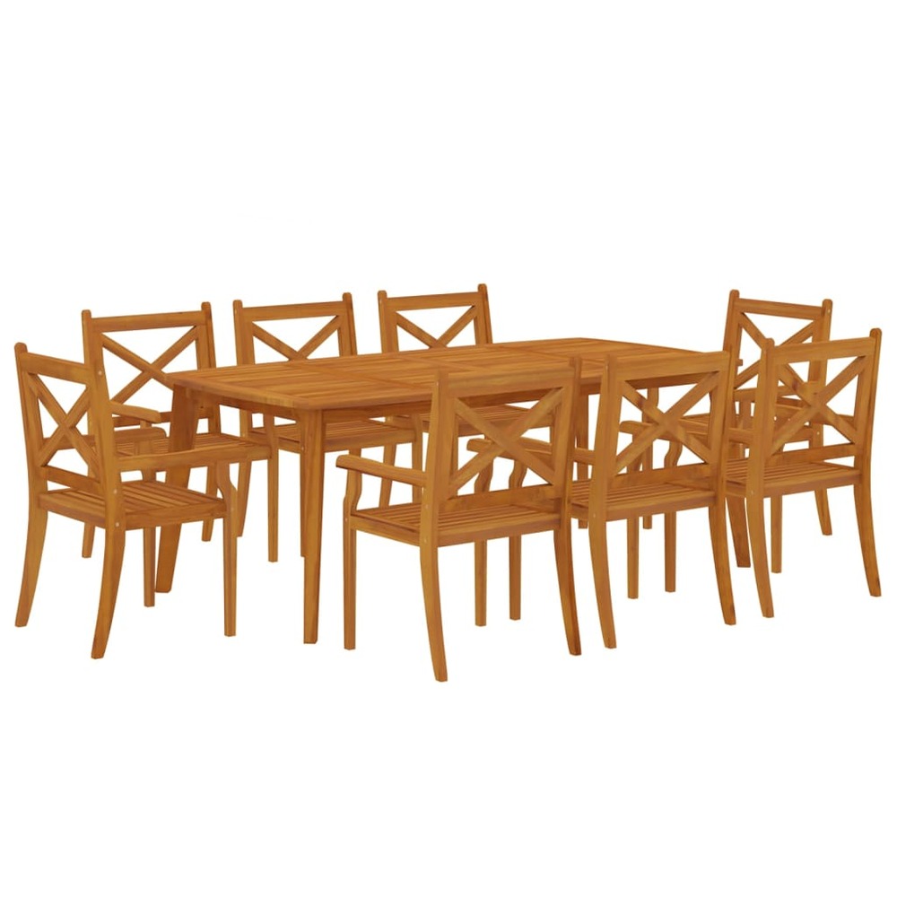 Ensemble de salle à manger de jardin meuble extérieur 9 pièces bois d'acacia solide