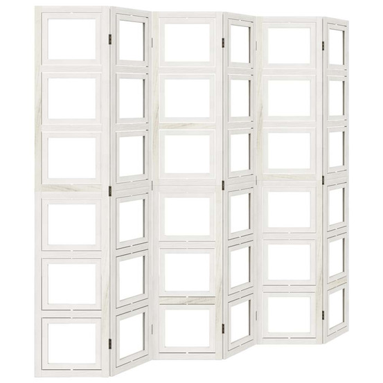 Cloison de séparation 6 panneaux blanc bois de paulownia massif