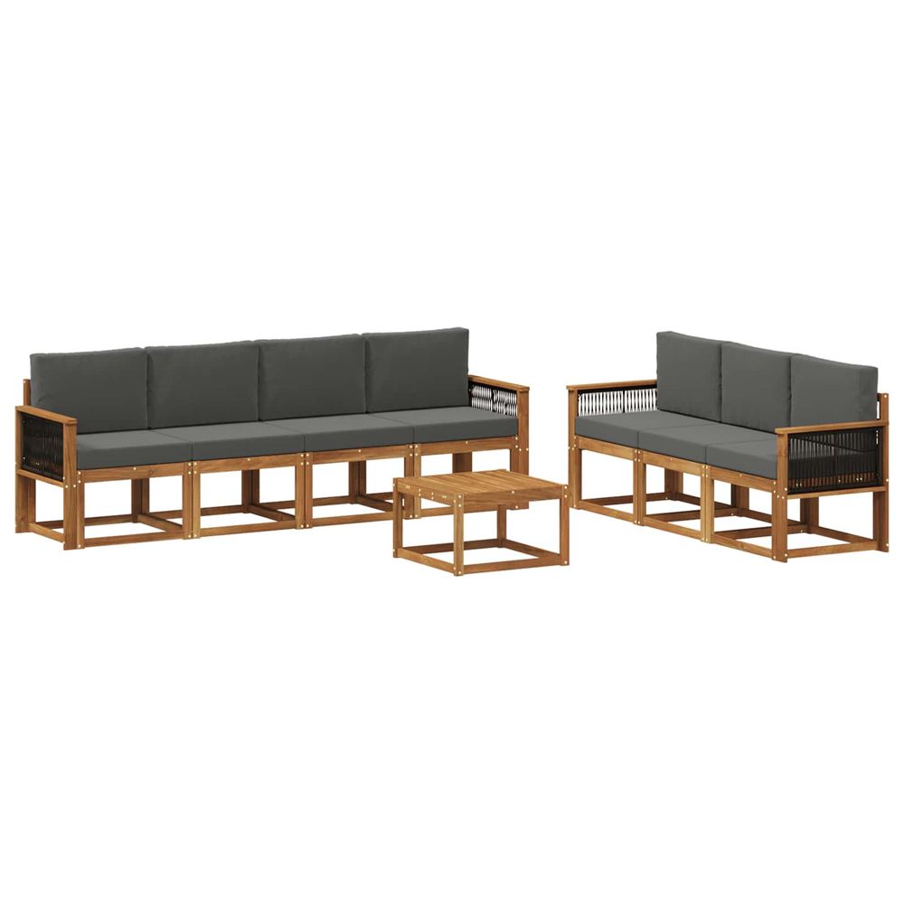 Ensemble de canapés d'extérieur 7 pc naturel et anthracite