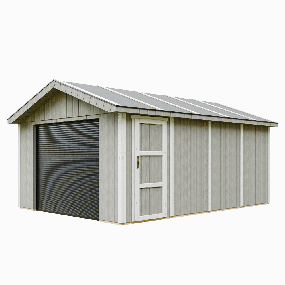 Garage qualité premium 17 m² - l378xl530 cm- garage pour auto, moto, vélos, machines de jardinage - timbela m991b-tundra grey