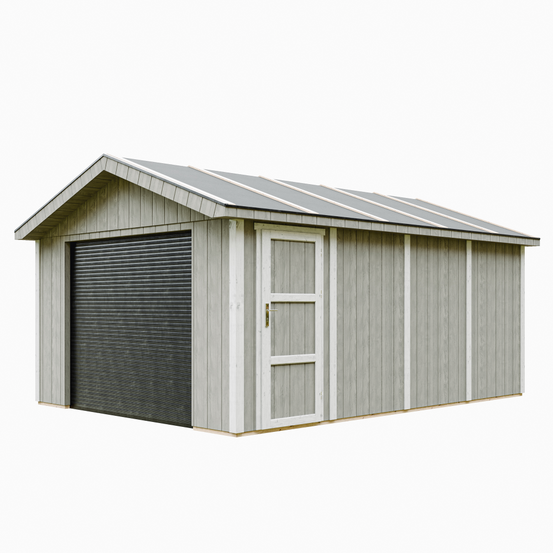 Garage qualité premium 17 m² - l378xl530 cm- garage pour auto, moto, vélos, machines de jardinage - timbela m991b-tundra grey