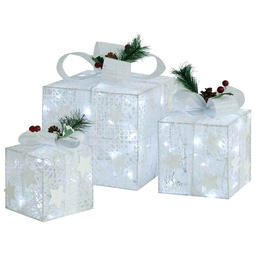 Boîtes-cadeaux de noël décoratives 3 pcs extérieur intérieur