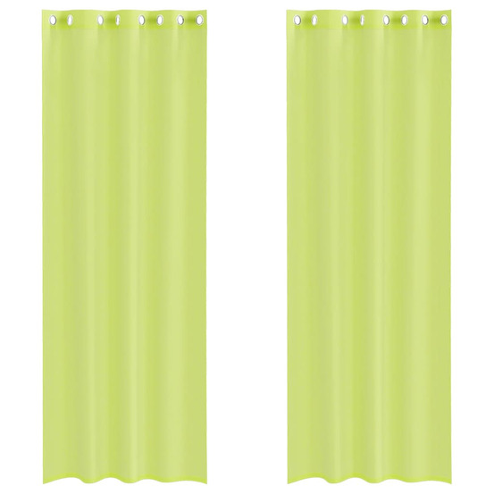 Rideaux en voile avec œillets 2 pcs vert pomme 140x260 cm