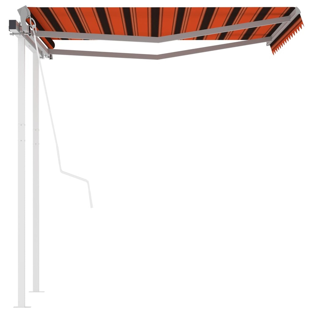 Auvent rétractable automatique poteaux 3,5x2,5 m orange marron