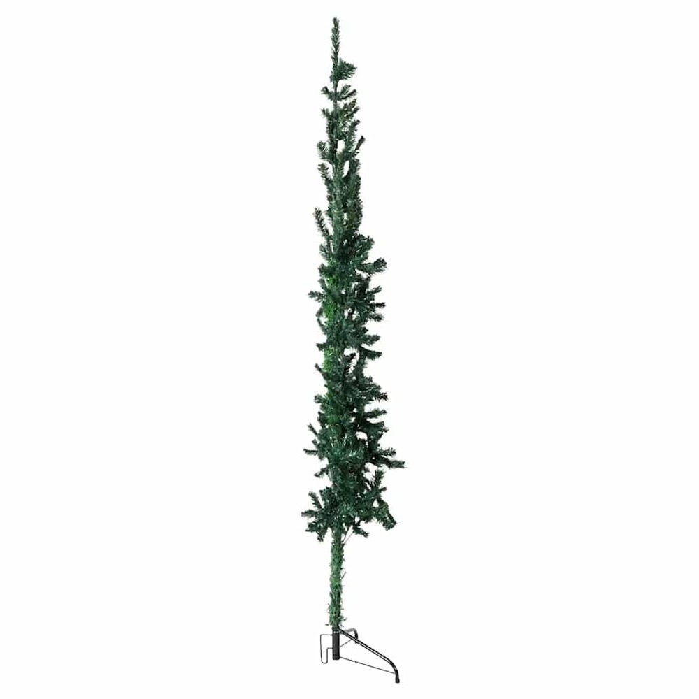 Demi sapin de noël artificiel mince avec support vert 210 cm