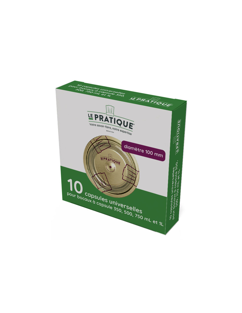 10 capsules universelles pour bocaux ø100 mm - le pratique
