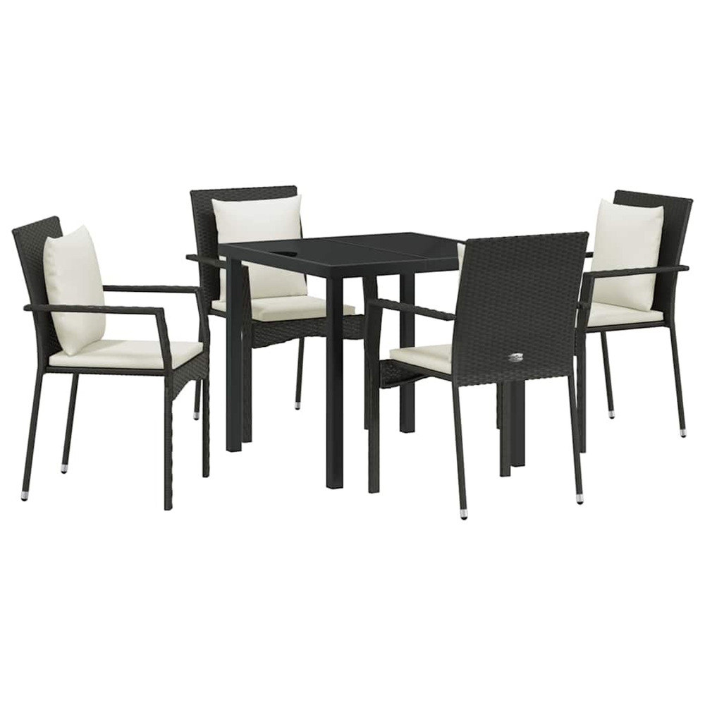 Ensemble de salle à manger pour jardin 5 pcs noir polyrotin