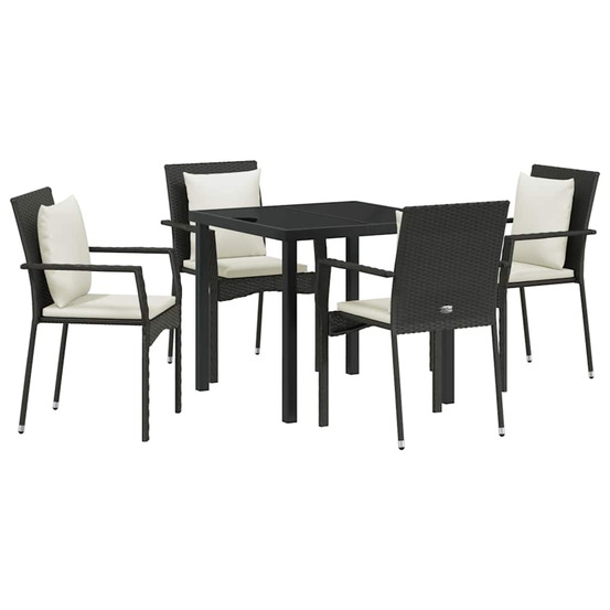 Ensemble de salle à manger pour jardin 5 pcs noir polyrotin