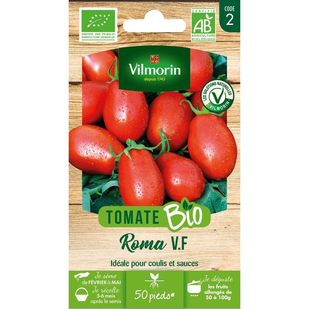 Sachet de graines tomate allongée roma vf bio